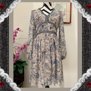 Taylor Gold Thread Paisleys Print Dress
